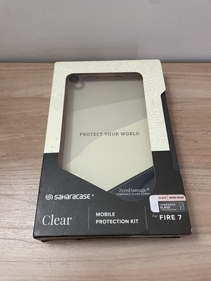 SaharaCase Clear/Rose Gold Protective Case Kit for Amazon Fire 7 + Glass