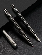 Jinhao 895 Chiseled Gunmetal Fountain Pen, Fine Nib, includes Ink Converter