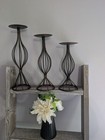 Set of 3 Blackish Bronze Metal Rustic Pedestal Freestanding Pillar Holders — photo 3