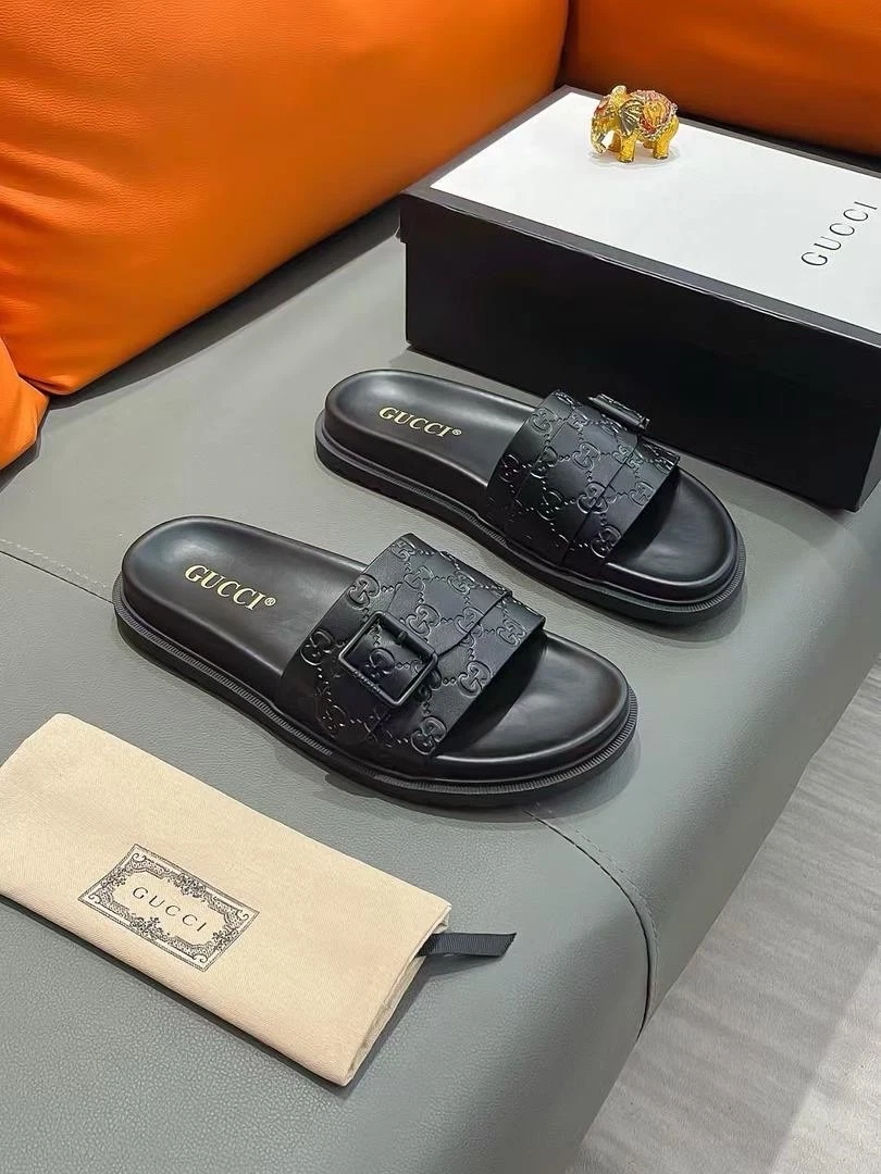 Gucci Leather Upper Slide Sandals for Men for sale | eBay
