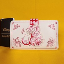 Loungefly Disney Alice in Wonderland Tonal Cheshire Cat Floral Flap Wallet NEW