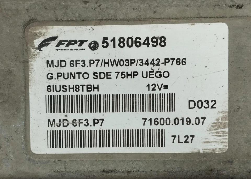 CENTRALINA MOTORE PER FIAT Grande Punto 1° Serie 51806498 diesel 1300 (05>08) - Immagine 3 di 3