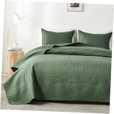 Queen Quilt Bedding Set,Ultrasonic Full/Queen Full/Queen 90"x96" Olive Green