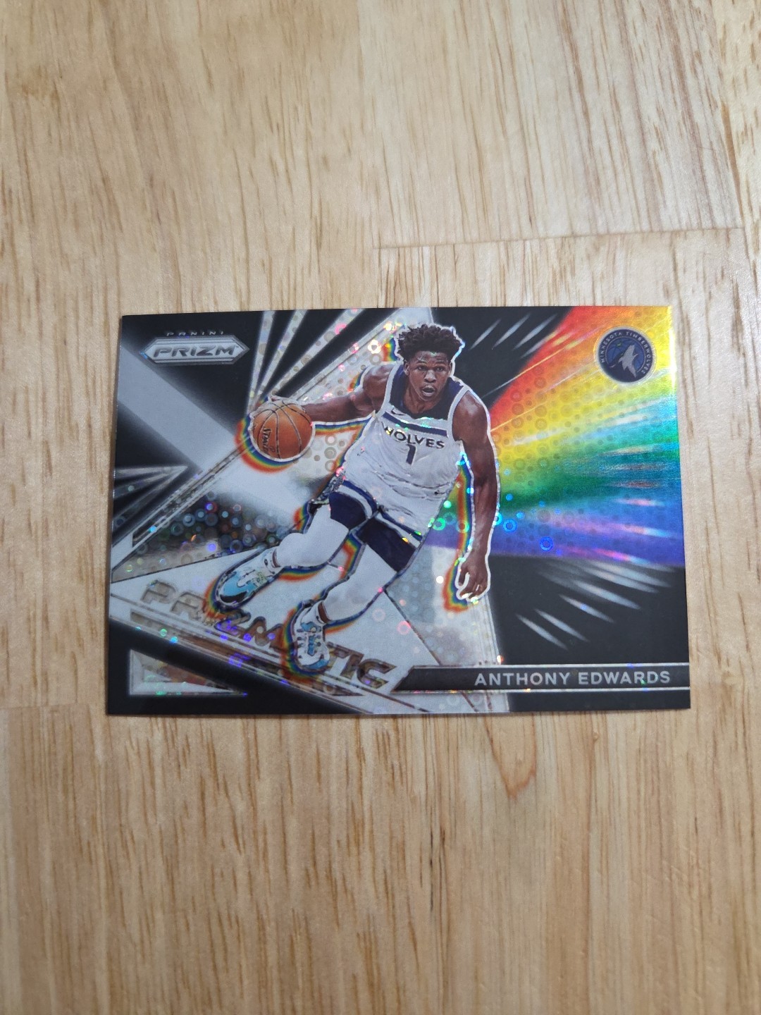 2021-22 Prizm ANTHONY EDWARDS Prizmatic Silver Disco Prizm #19 Fast Break SP