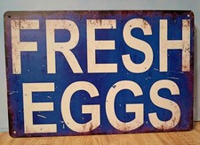 FRESH EGGS 11" x 8" Metal Sign Chicken Farmer Advertising