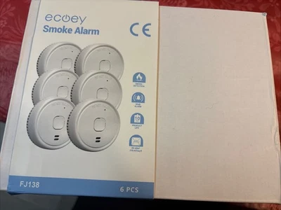 PHOTOELECTRIC Ecoey FJ138 White Smoke Detector Alarm 6-Pack New