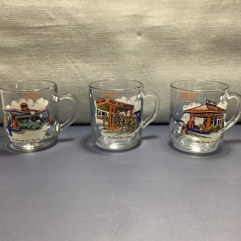 RARE Gulf Gasoline Glass Mug Cup Collectors' Series The World War I Years