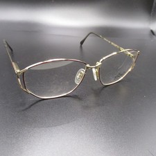 Luxottica Mabel Floralburst Gold/Burgundy Eyeglass Frames Italy 130 GEP Vintage