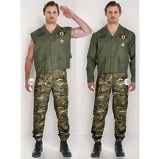Soldier Army Military Halloween Costume Mens Sz XL 44-46 Removable Sleeves NEW