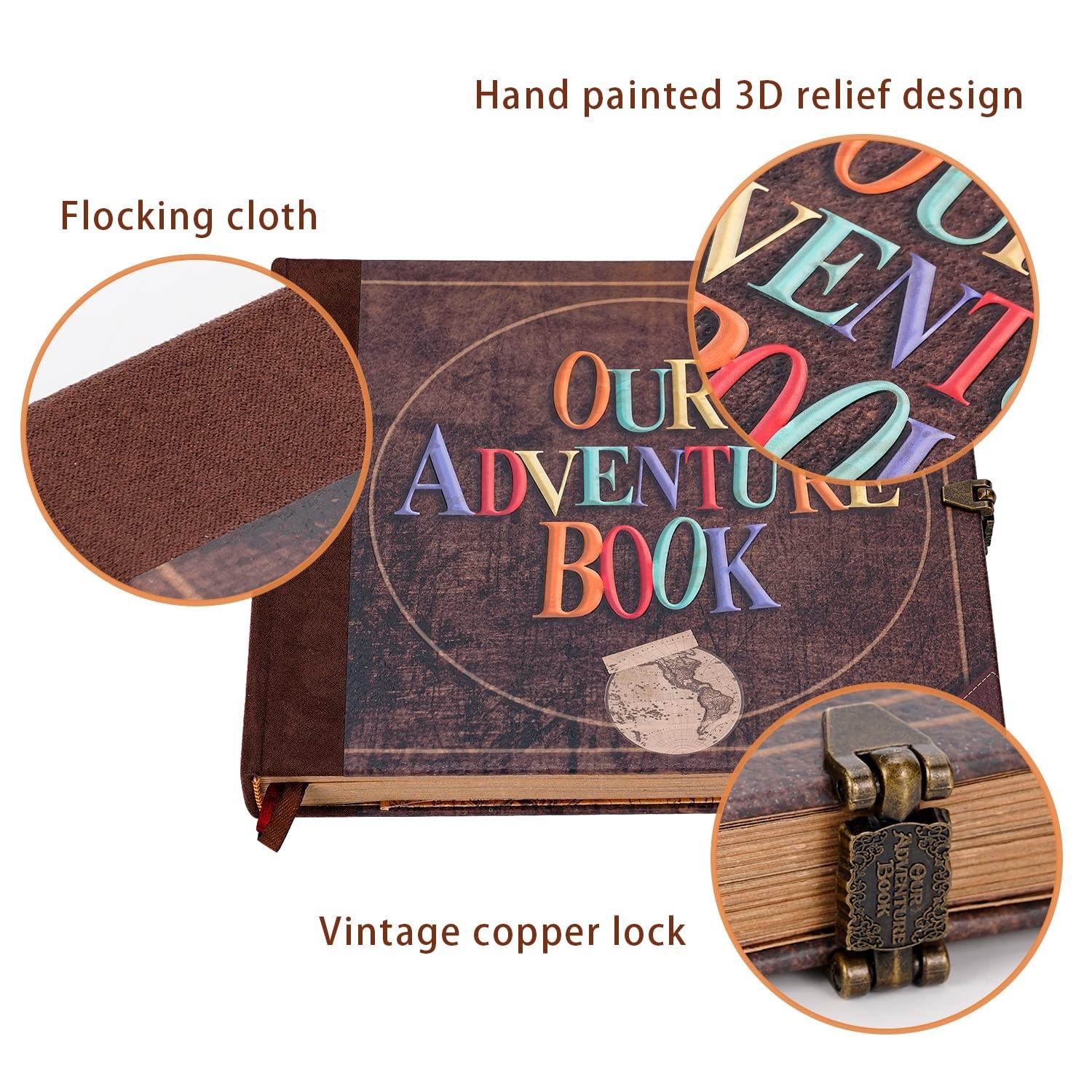 Our Adventure Book Scrapbook Photo Album Retro Style Embossed Lette ...