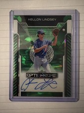 2025 Leaf Optichrome Green Cracked Ice Kellon Lindsey 1/6 Auto  Dodgers
