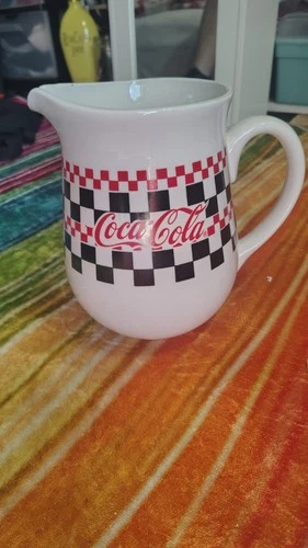 Coca-Cola Checkered Pitcher Large Gibson Black White Red Vintage 1996 Coke