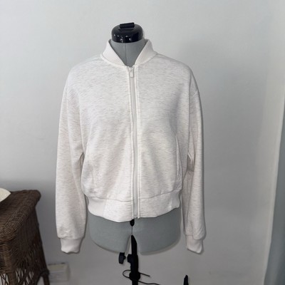 Women's Yogalicious Scuba Zip Up Jacket Cream Size Medium