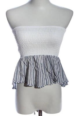 PULL & BEAR Crop-top Dames Top T EU 36 blanc-bleu style décontracté - Photo 1/4