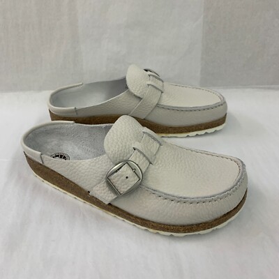 Birkenstock New w/ Box Buckley White Natural Leather Narrow Width