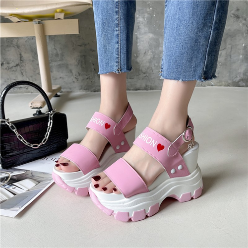 Womens Summer Peep Toe Wedge High Heels Letter Sandals Beach Platform Shoes  | eBay