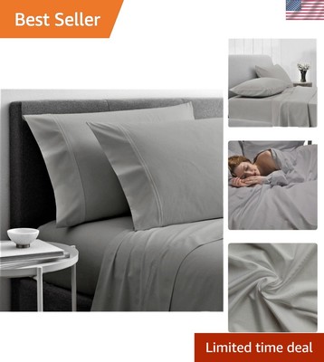 Elegant 400 TC Light Grey Egyptian Cotton Sheets for RV King Beds - 4 Pieces