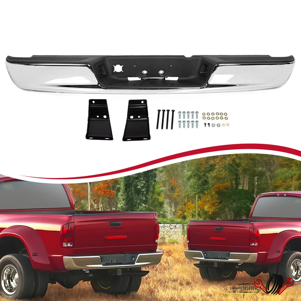 Chrome Rear Step Bumper Assembly For 2002-2008 Dodge Ram 1500/2500/3500 03-09 - Imagem 2 de 4
