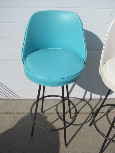 RARE! VTG MCM Mid Century Atomic Retro Bar Stool Chair Hair Pin Legs Cushioned - Picture 11 of 25