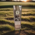 Royal Danube Endless Love Pink Crystal Vase W/ Frosted Etched Stem And 3D Rose