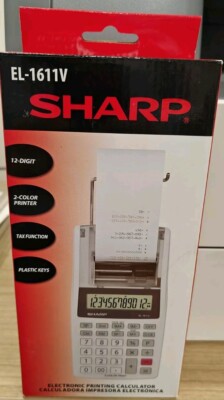 Sharp EL-1611V 12 Digit Large LCD Display Two-Color Printing Calculator