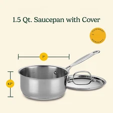 1.5 Quart Saucepan w/Cover, Chef's Classic Stainless Steel Cookware Collection