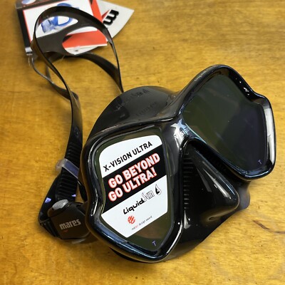 Mares X-Vision Ultra Liquidskin Dive Mask Black/Black with Gold Mirrored Lenses