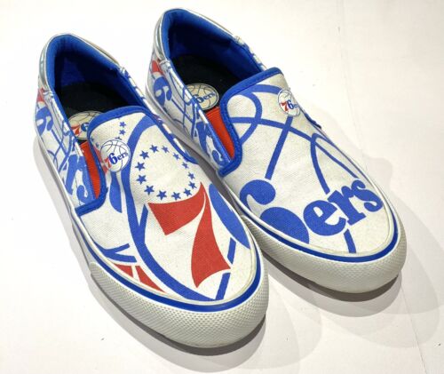 Philadelphia 76ers White NBALab The Slip Canvas Slip-On Shoes Men’s Size 8 - Picture 1 of 9