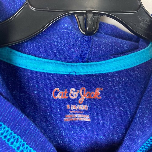 Cat & Jack Top Girls Small Blue Tie-Front Long Sleeve Solid Hooded Knit Pullover - Picture 4 of 7