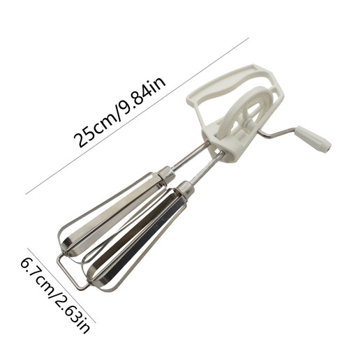 Manual Hand Mixer Stainless Steel Hand Crank Whip Whisk with 2 Mixing Heads - Picture 2 of 14