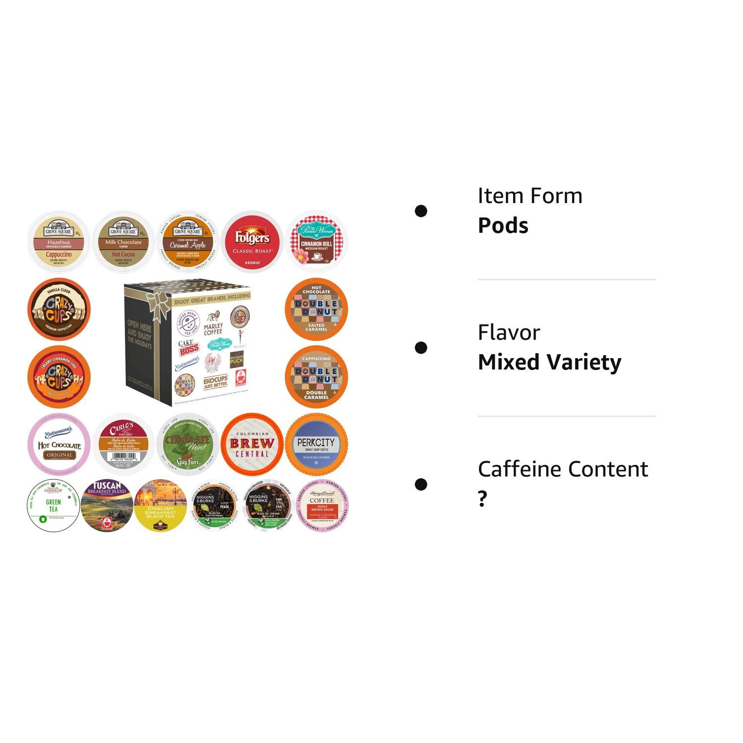 Coffee, Tea, Cider, Cappuccino, and Hot Chocolate Single Serve Cups for Keurig K