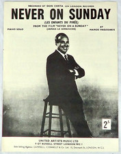 Never On Sunday by Hadjidakis Piano Solo Sheet Music Don Costa Vintage