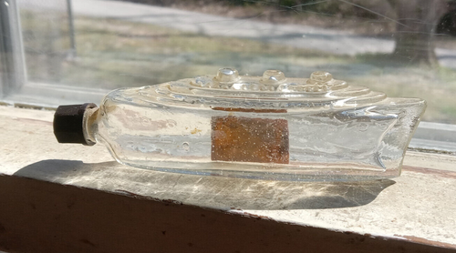 1920s FIGURAL OCEANLINER GLASS PERFUME BOTTLE EXTRACTO BEIRA MAR ORIGINAL LABEL - Picture 3 of 6