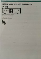 Sony TA-1010 Integrated Stereo Amplifier - Operating Instructions - USER MANUAL