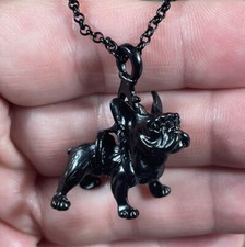 French Bulldog Pendant Necklace 3D Figural Black Dog 20  