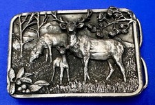 Elk Wapiti Deer Family Yellowstone Mountain Scenery 1982 Siskiyou Belt Buckle