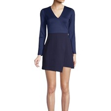 Alice + Olivia Sapphire Navy Evette Asymmetrical Mini Ponte Dress, Size 0