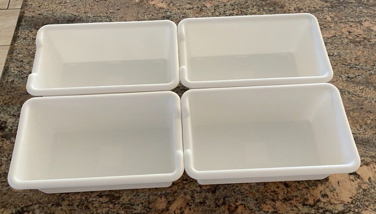 4 Ankyo Target White Plastic Storage Bins Pantry Organizers 13"x8
