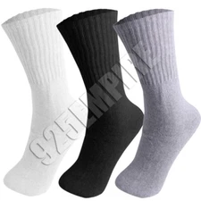 3/6/12 Pairs Men's Sport Athletic Cotton Crew Socks Size 9-11,10-13