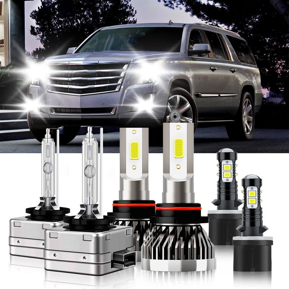 Kit de faros LED HID para Cadillac Escalade 2003-2006 + Combo de bombilla antiniebla 6000K Foto 2 de 4