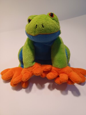 Animal Adventure Frog Plush Colorful Green Blue Orange Plushie Frog Stuffed 