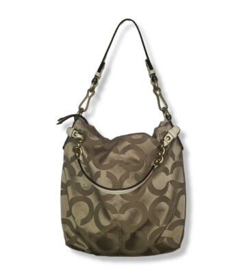 COACH 14147 Khaki and White Op Art Brooke Hobo Bag | eBay