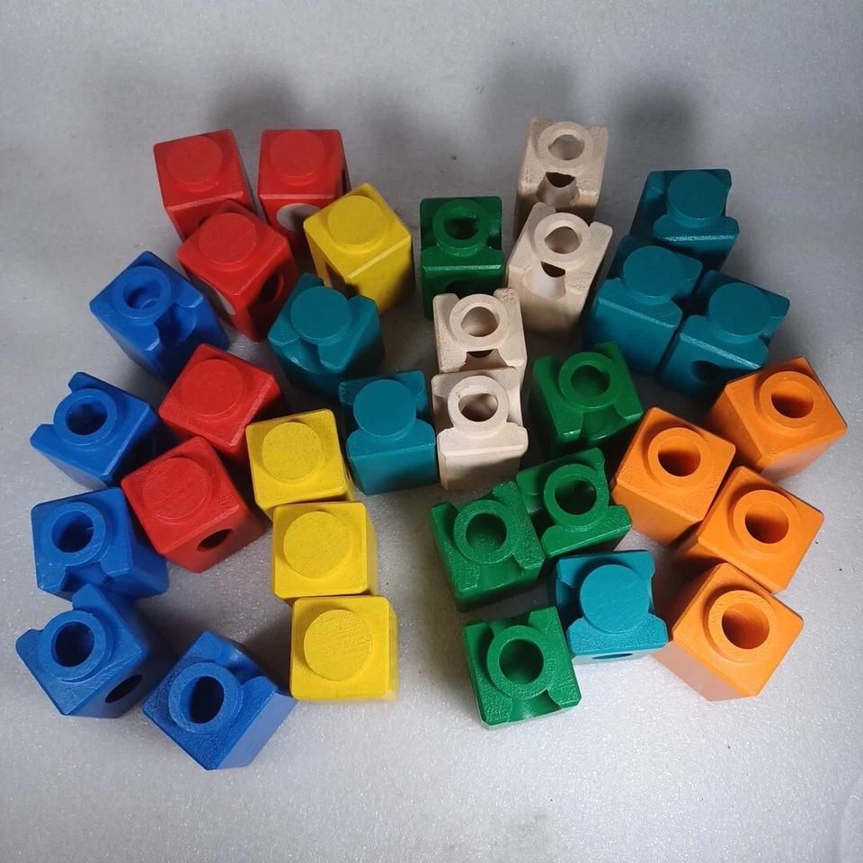 Hape Marble Run Lot of 33 Wooden Track Pieces - Assorted Blocks - Image 4 of 4