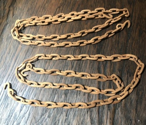 2x Vintage Carved Wooden Chain Folk Art Rare Approx 39" Free shipping - Picture 7 of 11
