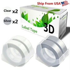(2Clear+2Silver) LabelTape For Dymo 20008 1540 Dymo 1595GY Label Makers