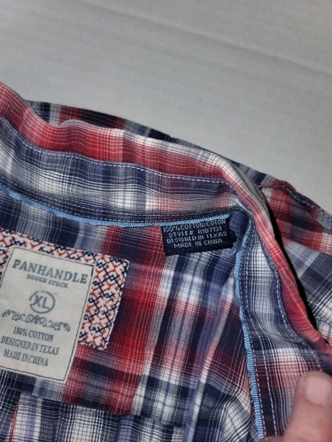 Rough Stock Panhandle Button Down Shirt Mens Size XL Long Sleeve Red Blue - Picture 6 of 7