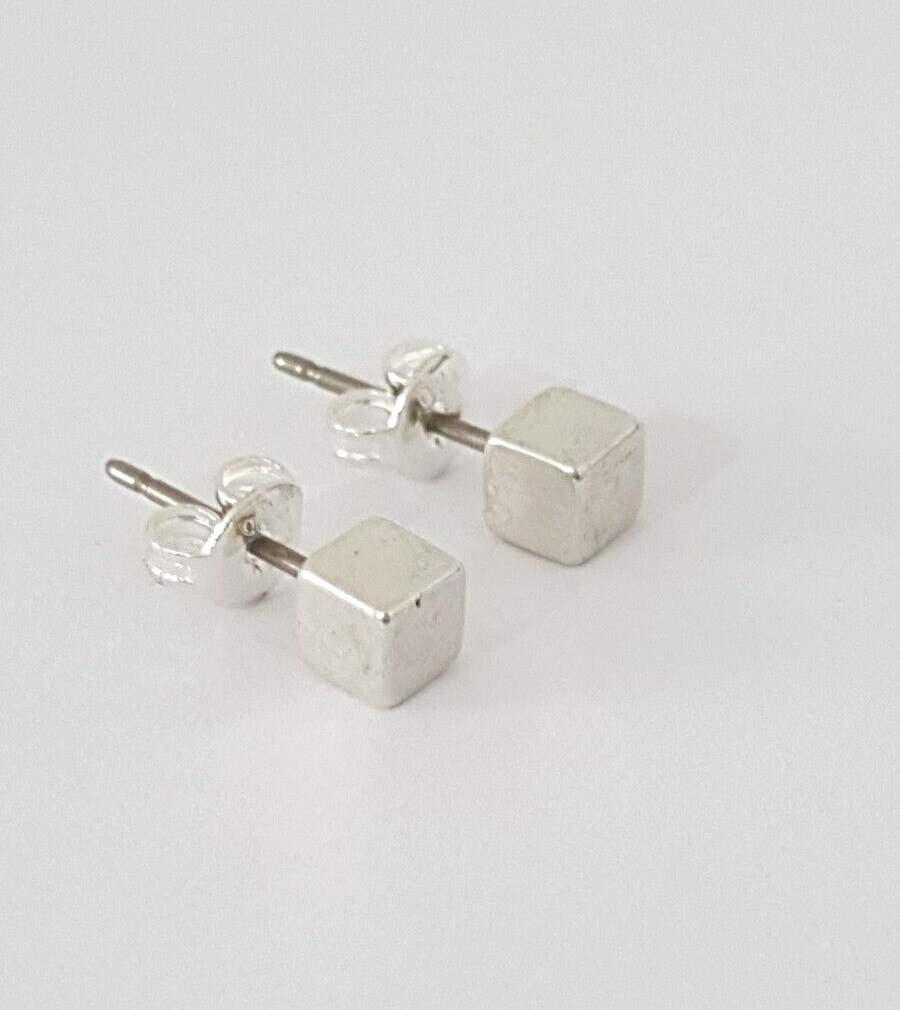 Gorgeous sparkling Solid Silver Cube Stud Earring… - image 1