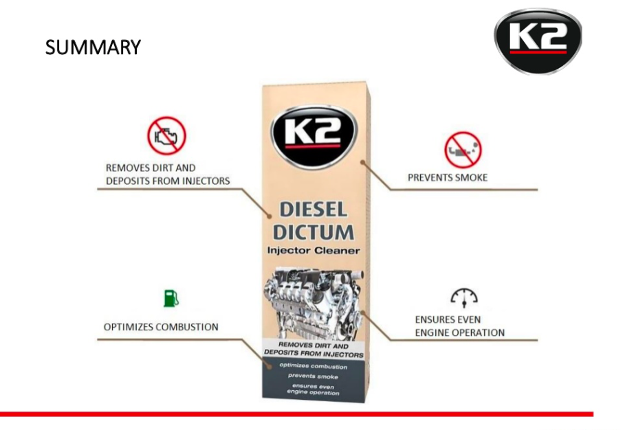 K2 Diesel Dictum DIESEL INJECTOR CLEANER SYSTEM Flush Removes Dirt