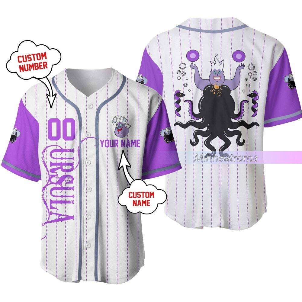 Personalized Disney Ursula Evil Queen Baseball Jersey