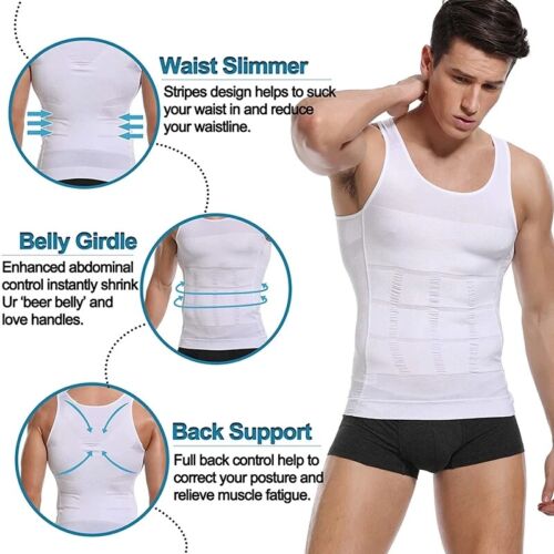 Men Body Slimming Tummy Shaper Belt Underwear shapewear Waist Girdle Shirt Vest - Picture 5 of 18